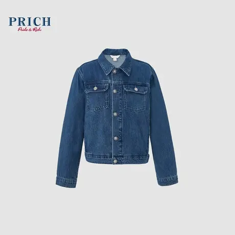 【100%棉】PRICH复古时尚分割立裁工装牛仔外套休闲通勤夹克图片