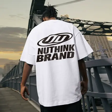 Nuthink美式街头宽松圆领国潮短袖T恤男2023新款大码潮牌潮流夏季商品大图