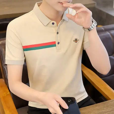简约刺绣翻领高端Polo衫男潮流潮牌夏季t恤男士短袖体恤打底衫TXS商品大图