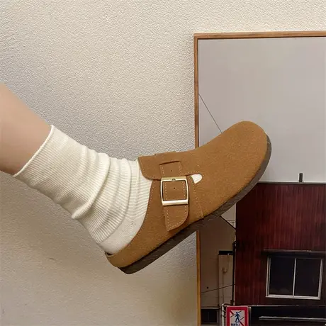 勃肯包头拖鞋女2024春夏季新款孕妇懒人外穿平底半拖超火防滑凉拖商品大图