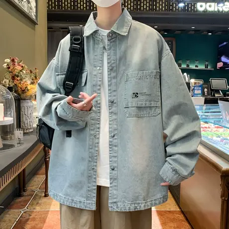 2024春秋季新款青少年高中初中学生帅气潮流休闲牛仔外套夹克男生商品大图