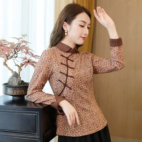 筠雅唐装女年轻版上衣汉服茶服禅服时尚复古显瘦长袖中国风女装图片