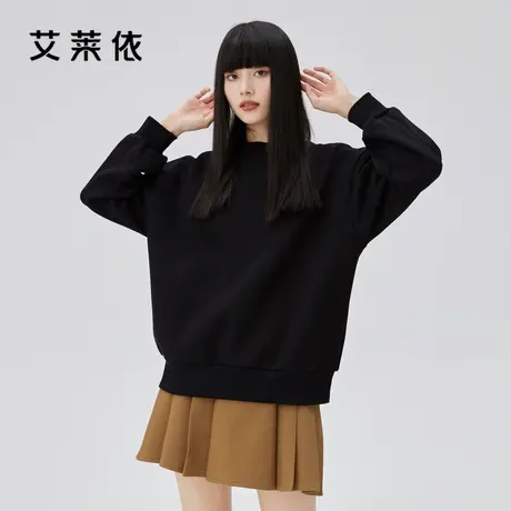 艾莱依国风卫衣2022新款女早秋chic上衣落肩慵懒风时尚宽松上衣潮商品大图