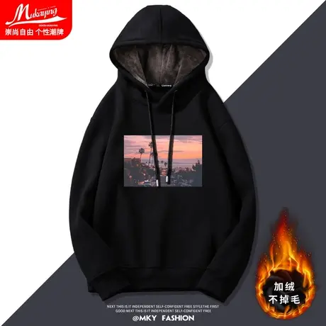 加绒加厚男士卫衣男连帽衫秋冬韩版潮牌ins宽松港风百搭2021外套商品大图