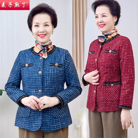 妈妈秋装小香风外套中年女士春秋阔太太西装中老年洋气高贵上衣服商品大图