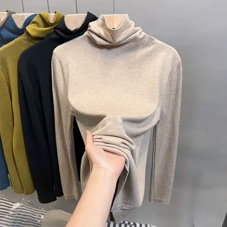 高领毛衣女堆堆领打底衫2023秋冬新款套头内搭上衣洋气外穿针织衫商品大图
