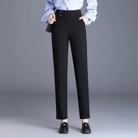 黑色小脚裤时尚显瘦哈伦裤高腰垂感休闲裤女秋季2023新款九分裤子图片