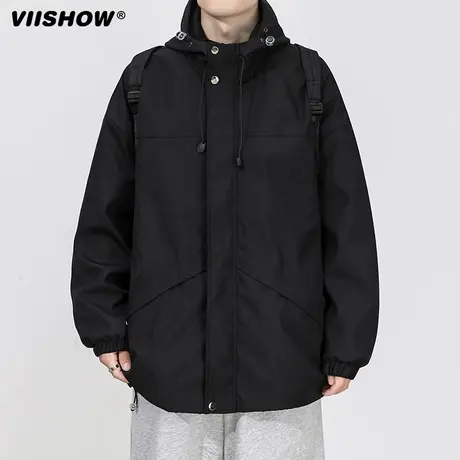 VIISHOW冲锋夹克外套男士百搭经典连帽秋冬款户外工装休闲夹克潮商品大图