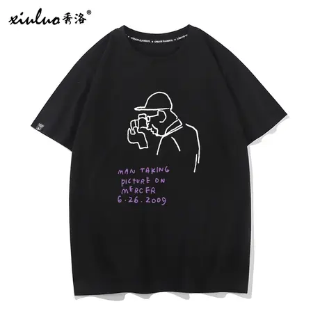 秀洛纽约街头艺术家纪念打底衫jason polan短袖T恤男潮牌涂鸦衣服商品大图