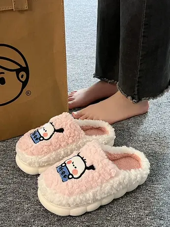 2022新款棉拖鞋女冬室内家居家用卡通可爱厚底保暖情侣毛毛拖鞋商品大图