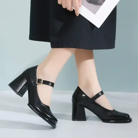 配裙子玛丽珍高跟鞋女2023年春季新款复古英伦风时尚百搭粗跟单鞋图片