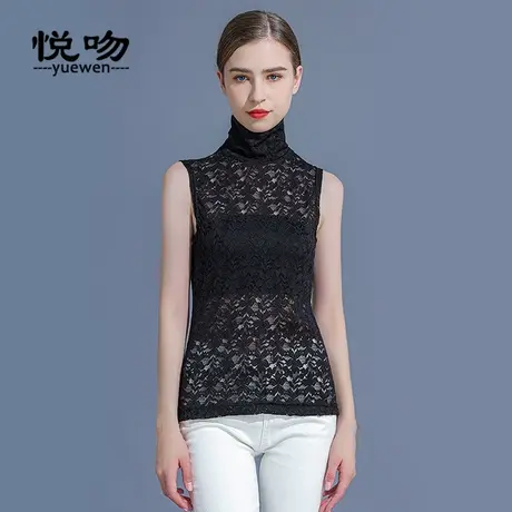 蕾丝高品质无袖打底衫女春秋款2024秋冬新款高领背心内搭蕾丝衫图片