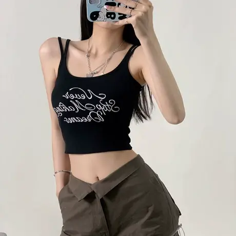辣妹内搭打底红色背心吊带女2024年夏季新款针织衫港风小众上衣图片