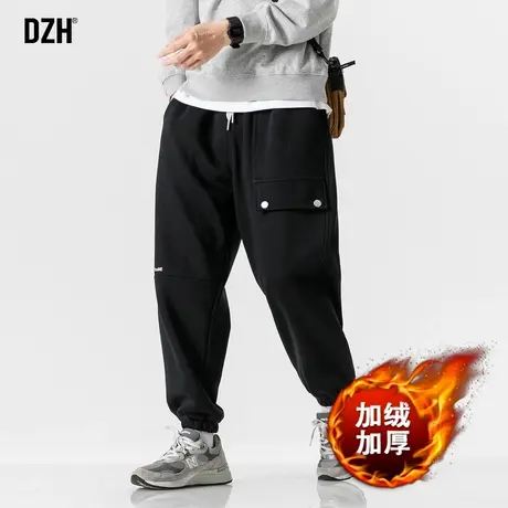 青少年美式男裤加绒加厚卫裤男冬季保暖裤子束脚裤男款2024年新款商品大图