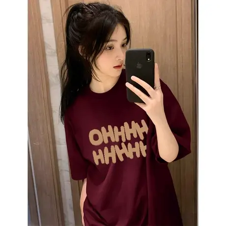 夏季新款大码胖mm美式复古T恤女短袖oversize宽松遮肚上衣2-300斤商品大图