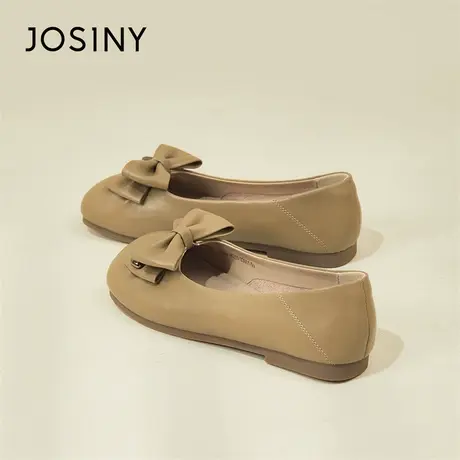 Josiny/卓诗尼2024年春季新款软皮甜美风蝴蝶结女士单鞋防滑耐磨商品大图