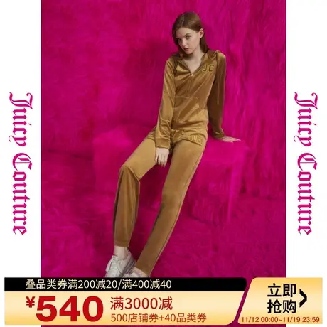 Juicy Couture橘滋秋装2023年新款美拉德贴布绣烫钻丝绒女休闲裤商品大图