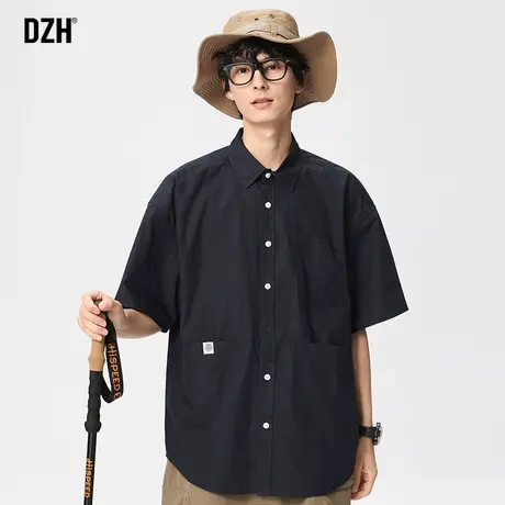 男士黑色短袖衬衫男夏季薄日系半袖衬衣外套潮牌男生夏天衣服男款商品大图