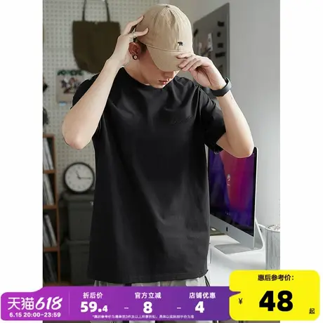 唐狮2025夏季新款男短袖T恤纯色宽松圆领上衣简约内搭运动打底衫t商品大图