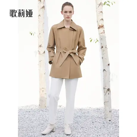 歌莉娅风衣女短款春秋季新款今年流行小个子翻领外套女1B1C6L210图片