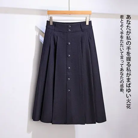 单排扣a字百褶半身裙女秋季2025新款高腰显瘦中长款休闲牛仔裙子图片