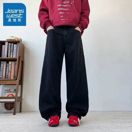 N5真维斯牛仔裤男2025新款秋季美式复古潮流百搭宽松直筒男款裤子商品大图