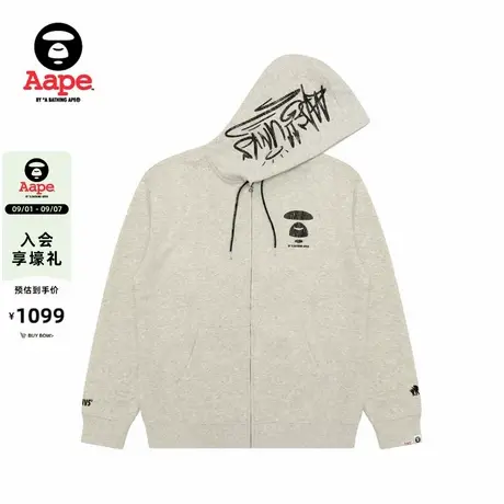Aape旗舰店男装秋冬猿人字母裂纹印花潮流连帽卫衣外套D314XAP商品大图