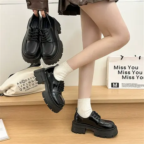 配裙子厚底乐福鞋女2025年秋季新款高级小个子小皮鞋百搭增高单鞋商品大图