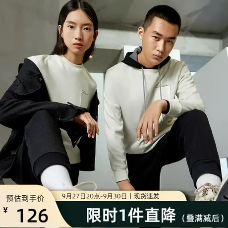 VGO男装潮牌男士长袖T恤秋冬运动纯白色圆领卫衣潮流T恤情侣同款图片