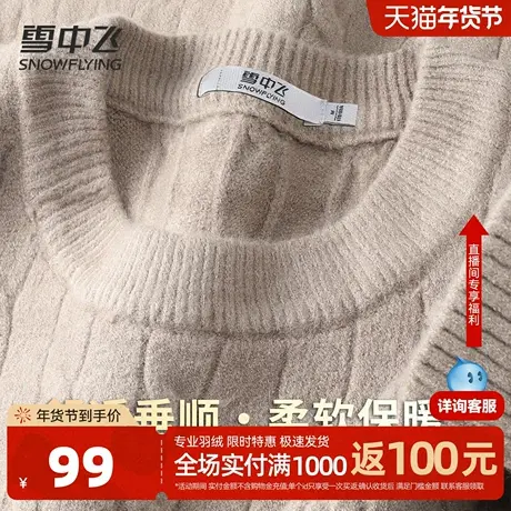 雪中飞加厚毛衣25秋冬季节温暖麻花针织衫男高级感毛衫圆领上衣W图片