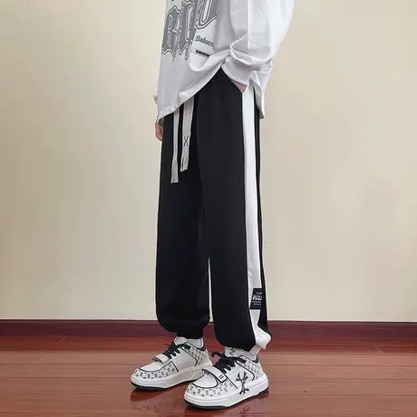 休闲裤子男春秋款潮流痞帅2023新款潮牌炸街束脚裤冬季加绒运动裤商品大图