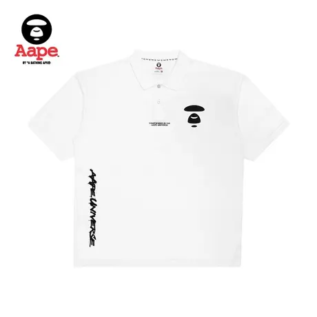 Aape男装春夏猿颜字母印花迷彩撞色拼接短袖POLO衫0501XXE商品大图