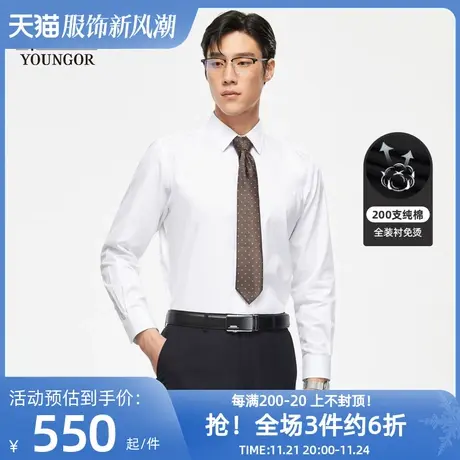 雅戈尔奥莱 男装200支秋季新款商务休闲纯棉TNDP免烫高端商品大图