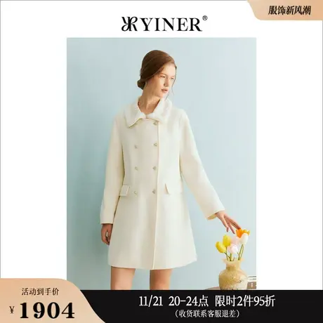 【100绵羊毛】YINER音儿专选女装冬季双面呢毛呢大衣长款外套商品大图