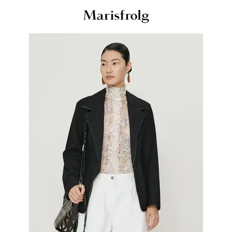 【质感羊毛外套】玛丝菲尔外套春季新款翻领经典收腰显瘦风衣外套商品大图