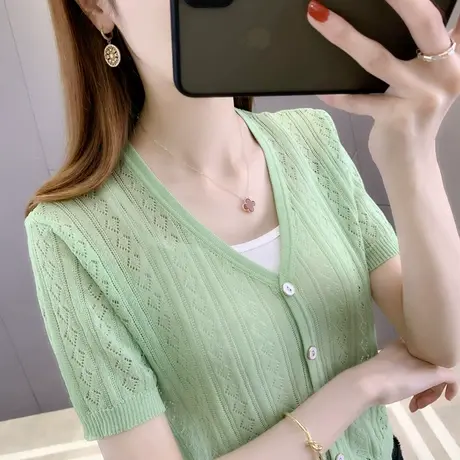 夏季配裙子小开衫女薄款短款披肩外套2024年新款冰丝针织防晒外搭商品大图