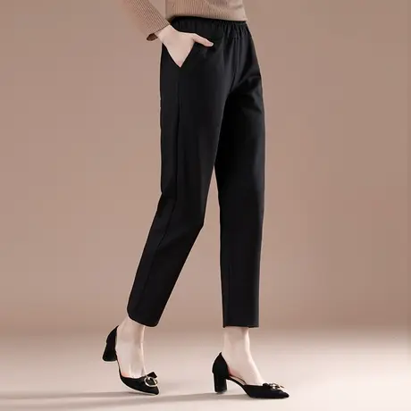 九分黑色女裤春秋新款宽松加肥加大码小个子高腰显瘦休闲直筒裤子商品大图