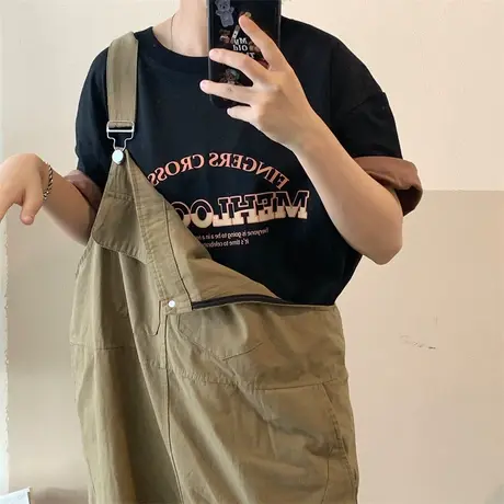 红续美式复古小众设计感撞色拼接短袖T恤女2023夏季新款半袖上衣商品大图