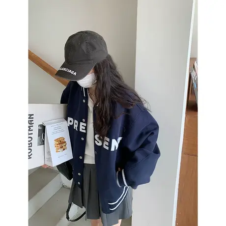 韩版学院帅气慵懒百搭宽松字母休闲立领挺阔棒球服春秋外套上衣潮商品大图