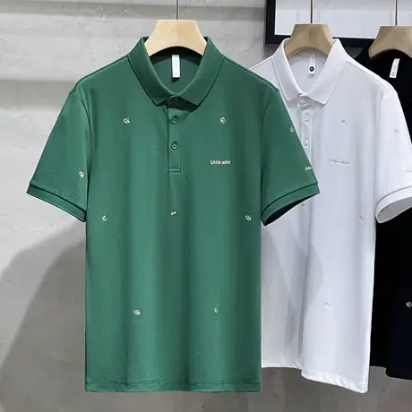 小兔子满花刺绣polo衫男士短袖夏季新款男装衣服潮流t恤男潮牌ins商品大图