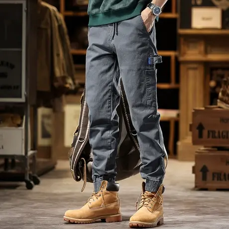 户外宽松裤子男款美式复古工装裤纯色工装裤潮流休闲裤男款工装裤商品大图