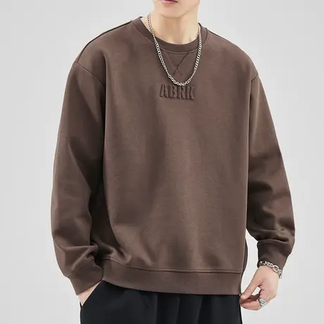 春天男款中性风套头纯色圆领卫衣春秋款高端长袖上衣春季2024新款商品大图