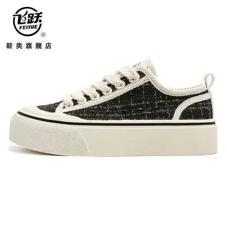 飞跃2023新款夏季透气小香风厚底布鞋百搭低帮软底休闲鞋帆布鞋女商品大图