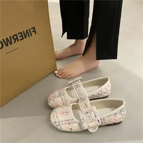 时尚爆款火龙果色玛丽珍女春夏季2024年新款晚晚风温柔平底单鞋子商品大图