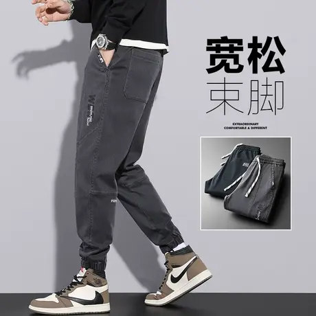 秋冬季男高级感痞帅男裤冬装工装休闲长裤宽松春秋款束脚冬裤男款图片