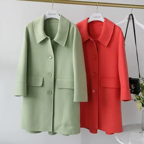 【直播】粉红大布娃娃休闲韩版宽松型减龄呢大衣图片