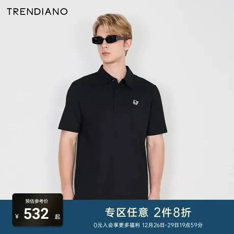 TRENDIANO官方20234新款春时尚刺绣翻领polo衫男短袖t恤体恤商品大图