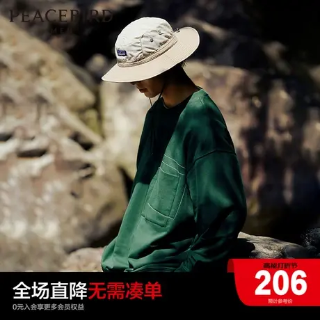 太平鸟男装 2024年春季新款圆领卫衣男士工装户外休闲套头上衣图片