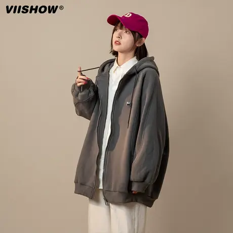 VIISHOW开衫卫衣男春季2024新款潮流日系连帽外套宽松百搭上衣商品大图