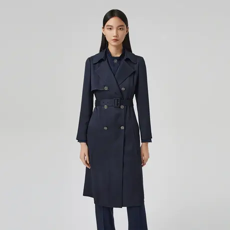 LANCY/朗姿春季新款中长款翻领设计感显瘦高端风衣外套女图片